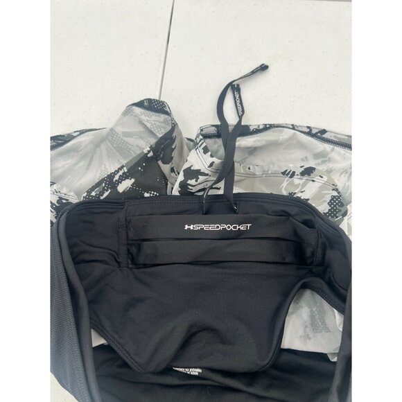 Under Armour M‎ Speedpocket Shorts Camo Running Athletic Quick Dry Gray Black - Picture 8 of 9